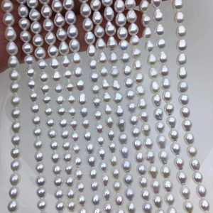 Perles de riz baroques blanches AA, perles d'eau douce, 4-5 mm, 5-7 mm, perles cultivées naturelles, brin lâche pour la fabrication de bijoux en vrac - Product Image 1