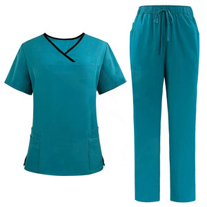 Unisex <b>Scrub</b> <b>Set</b> with V-Neck Top Jogger Pants Polyester/Cotton Woven Fabric Needle Detection & Seamless Fusing Hospital Use - Product Image 6