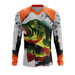Chemise de pêche à manches longues pour homme, impression par sublimation, motif noir et blanc, UPF 50, anti-UV, vêtements de sport d'extérieur - Product Image 2