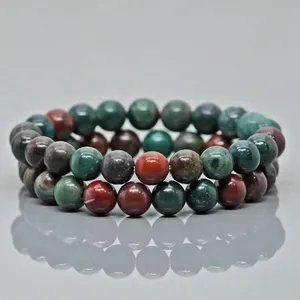 Natural Indian Bloodstone 8mm Smooth Round AA Grade Gemstone Beads Stretch <b>Bracelet</b> <b>Healing</b> Jewelry Wholesale - Product Image 1