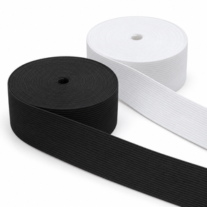 Bande élastique tricotée en polyester et élasthanne pour ceintures de vêtements fermés, noir et blanc, largeurs personnalisées - Product Image 1