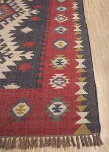 Tapis rustique et lumineux, tapis kilim en jute et laine tissé à la main sur mesure pour salon, chambre et bureau - Product Image 3