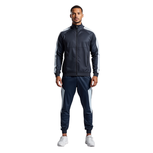 Chándal negro para hombre, con capucha y cremallera completa, con bolsillos laterales, transpirable, estilo deportivo, corte regular, para otoño. - Product Image 3
