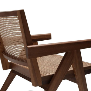 Chaise de salle à manger en teck et rotin à prix de gros avec structure en bois et design moderne pour la décoration intérieure et le mobilier de café - Product Image 6
