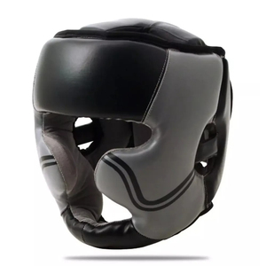 Protège-tête de boxe en PU noir avec garniture verte et dorée, fermeture réglable auto-agrippante, équipement de protection léger unisexe pour adultes - Product Image 5