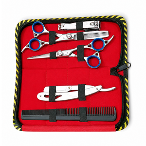Kit de ciseaux de barbier professionnels en acier inoxydable avec lame tranchante, design pour droitiers et manche long - Product Image 6