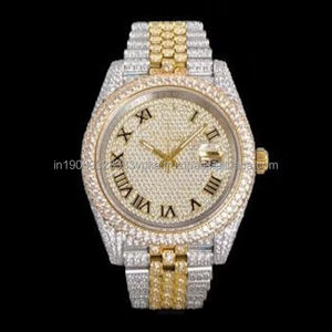 Moissanite Diamond Iced Hip Hop Luxury Stainless Steel Watch for Men-<b>Mechanical</b> Auto Movement Modern Analog <b>Design</b> gift for men - Product Image 1