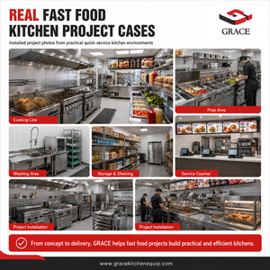 Attrezzatura Completa per Fast Food GRACE: Soluzione Completa per Cucine Commerciali con Friggitrice, Piastra, Grill, Tostapane e Frigorifero per Preparazione - Product Image 3