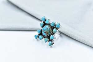 Handmade Blue Copper Mojave Turquoise Sterling Silver <b>Adjustable</b> <b>Ring</b> Natural Gemstone Jewelry for Women Wholesale - Product Image 2