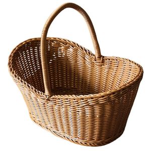 Panier à pain en rotin, panier de rangement pour fruits et légumes de supermarché, panier de rangement pour collations, panier tressé en plastique - Product Image 1