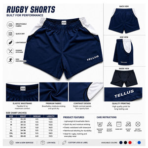 Servicio OEM, Shorts de Rugby al Por Mayor, Mejor Diseño, Shorts de Rugby para Hombre, Ligeros, Color Personalizado - Product Image 4