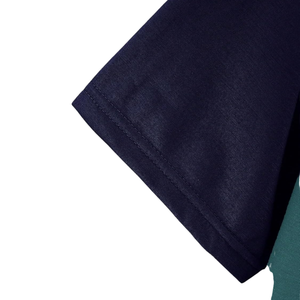 Camiseta de Algodón para Hombre, Color Azul Marino y Verde Esmeralda, Diseño Geométrico con Bloques de Color, Cuello Redondo, Manga Corta, Estilo Casual, Deportivo, para Uso Diario en Verano - Product Image 6