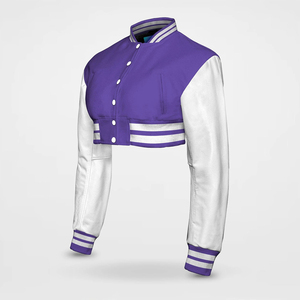2026 Custom Women's Crop Varsity Jacket with Embroidery Logo Wool Lining Breathable Design High Street Style OEM Service - Product Image 5