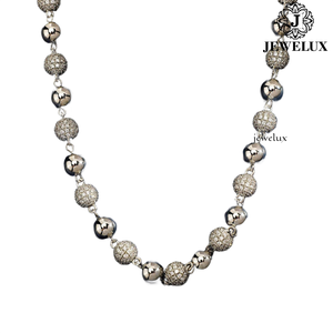 Collier de luxe pour femme en argent 925 plaqué rhodium avec perles de moissanite, chaîne à billes, bijoux de soirée très demandés, en vente - Product Image 1