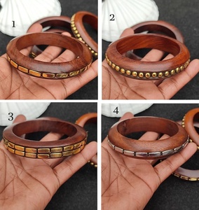 Custom Handcrafted Wooden Brass <b>Bracelet</b> Elegant Women's Bangle Jewelry - Product Image 1