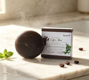 สบู่กาแฟมิ้นท์ขัดผิว สบู่ธรรมชาติผสมเมล็ดกาแฟและใบเปปเปอร์มินต์ - Product Image 1