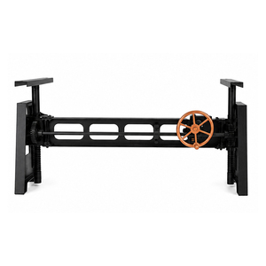 industrial crank tables crafted from solid wood and cast iron metal base with vintage mechanical height adjustment - Product Image 4