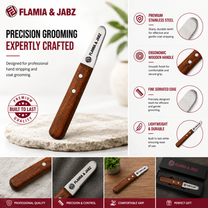 Cuchillo de pelaje Flamia & Jabz para perros, peine de cardado para mascotas terrier, peines de acero inoxidable para zorros, gatos, perros, caballos, peine de madera - Product Image 6