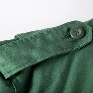 Men's Green Hooded Safari Jacket Long Canvas Water Resistant Outdoor <b>Parka</b> with Button Fly and Multiple <b>Pockets</b> - Product Image 5