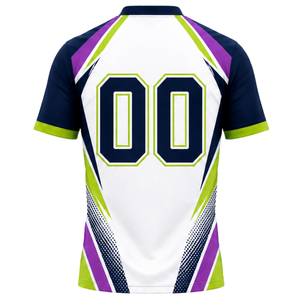Manufacturer Custom White Purple Green Sublimated Volleyball Jersey Short Sleeve Sports Uniform Shirt Team Training Apparel - Product Image 2