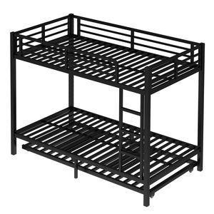 Lit superposé en métal noir Twin XL sur Twin XL avec lit gigogne de taille Twin - Product Image 6