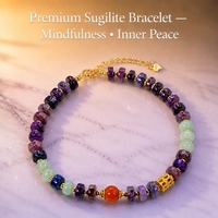 Bracelet en perles rondes de Sugilite, pierre précieuse naturelle, pour la méditation spirituelle et la protection des chakras