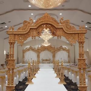 Mandap Majestuoso para Bodas del Sur de la India con Diseño de Elefante, Mandap de Boda con Apariencia de Elefante Ampliado, Mandap Hindú de Fibra Dorada para Bodas, EE. UU. - Product Image 2