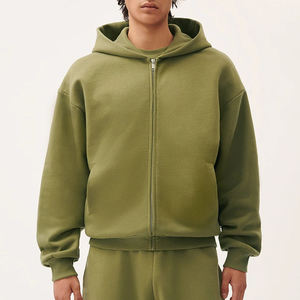 เสื้อฮู้ดซิปผู้ชายสีเทา ทรงปกติ ผ้าฝ้ายเฟรนช์เทอร์รี่ สวมใส่สบายๆ สำหรับฤดูใบไม้ร่วง - Product Image 4