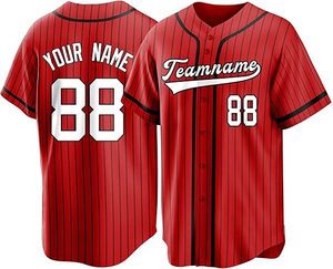 Custom Pinstripe Baseball Jersey for Men Women-Breathable Short Sleeve Button <b>Down</b> Shirt Personalized Stitched Name Number Logo - Product Image 5