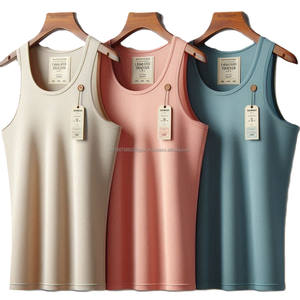 Camiseta sin mangas Premium para hombre Armario básico Essentials Ajuste cómodo Algodón de punto Colores Premium Sin mangas - Product Image 2