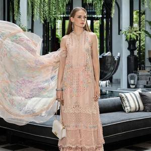 Traje de Fiesta Tradicional Indio-Pakistaní de Algodón Bordado para Mujer (Sin Coser), de Secado Rápido, Sin Arrugas y Corte Holgado - Product Image 5