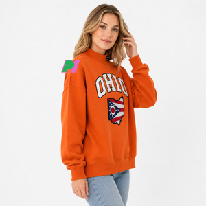 Sudadera de Cuello Alto para Mujer OHIO, Sudadera de Invierno de Alta Calidad con Letras Aplicadas Personalizadas - Product Image 3