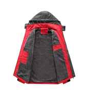 Veste d'hiver pour homme, coupe-vent, imperméable, doublée en polaire, avec poches, col montant, veste chaude à capuche, veste de ski pour homme