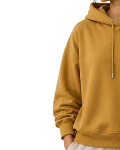 Sweat-shirt à capuche surdimensionné jaune moutarde pour femme, imprimé graphique floral personnalisé, en molleton de coton, style streetwear décontracté - Product Image 3