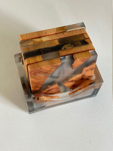 Sous-verre de luxe en bois massif et résine, durable, diamètre 100 mm, rond, pour hôtels, marque Live Edge Studio - Product Image 2