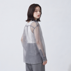 Chemise unisexe transparente en maille légère et ample avec boutons, col rabattu, idéale pour l'été – Vente en gros - Product Image 3