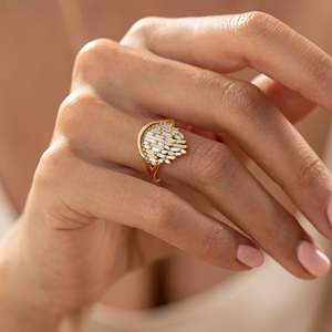 Anillo con corte baguette de 2 quilates, oro amarillo de 14K, chapado en oro para ella, anillo de compromiso IGI, anillo de boda - Product Image 3