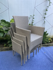 Made in Vietnam Best Seller Modern Comfortable <b>Stackable</b> Rattan <b>Chair</b> with Polyester Cushion for Kitchen <b>Garden</b> Patio Courtyard - Product Image 2
