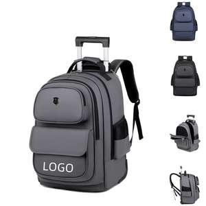Sac à dos trolley unisexe durable grande capacité avec roulettes, USB, étanche, en tissu Oxford, pour voyage et affaires, avec fermeture éclair et logo personnalisé - Product Image 1