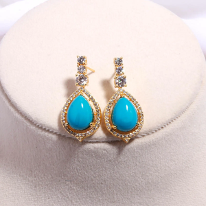 Conjunto de collar largo chapado en oro de 22k con piedras de calidad AAa y aretes, conjunto de joyería nupcial a precio de fábrica. - Product Image 3