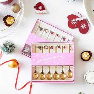 Ensemble de cuillères à café de Noël personnalisées en métal doré et argenté en acier inoxydable pour cadeaux d'affaires - Product Image 4
