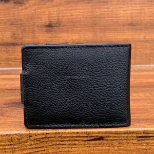 Offres Spéciales à la mode en cuir véritable de qualité supérieure avec boucle de fermeture à bouton personnalisable porte-carte portefeuille mince à deux volets pour hommes - Product Image 5