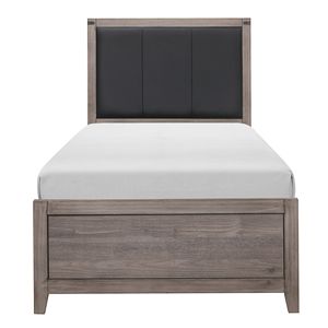 Mobili per Camera da Letto di Design Industriale - Letto Singolo Grigio-Brunastro con Testiera Imbottita in Ecopelle - Product Image 2