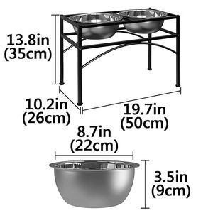 Soporte Ajustable Elevado para Dos Platos de Comida para Perros con Platos de Acero Inoxidable, Comedero y Bebedero Elevado de Metal para Mascotas Pequeñas - Product Image 6