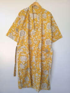 Kimono Artesanal con Estampado a Bloque, 100% Algodón, Ropa de Dormir Larga, Fabricante Mayorista, Manga Larga, Bolsillos, Obra Maestra - Product Image 3