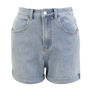 High Waisted Grey Denim Shorts for Women with Frayed Hem and Five Pockets Relaxed Fit Vintage Washed Jean Shorts - Product Image 3