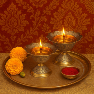 Lampe à huile Akhand Diya en laiton pur pour Pooja Mandir, temple domestique, Diwali Aarti, Deepak traditionnel, décoration spirituelle et religieuse - Product Image 6