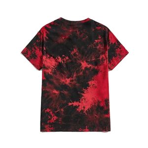 Camiseta de punto informal de manga corta con cuello redondo y estampado tie-dye verde para hombre, talla grande - Product Image 3