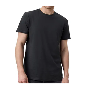 T-shirt pour homme à manches courtes, col rond, coupe classique, 100% coton jersey simple, 180 GSM, couleur noire unie, fabriqué au Bangladesh - Product Image 4