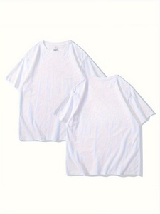 เสื้อยืดคุณภาพสูง ผ้าฝ้าย 100% ขายดี รับสั่งทำ เสื้อยืดโอเวอร์ไซส์ สีพื้น ขาวล้วน ลายเรียบ ผ้าเจอร์ซีย์ถัก - Product Image 1